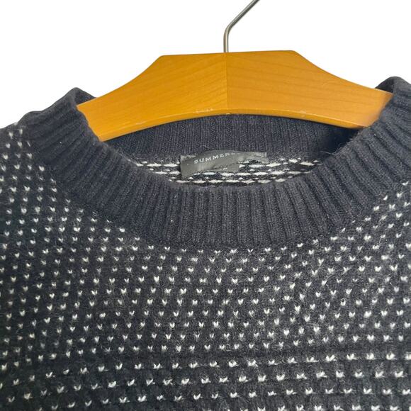 Summersalt The Luxe Cashmere Blend Mix Stitch Sweater Balloon Sleeve Black White - Picture 4 of 8